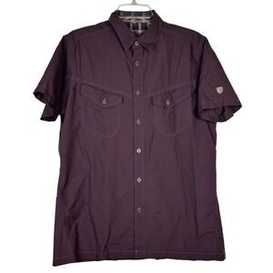 Kuhl Mens Short Sleeve Small Burgundy Button Up Shirt Outdoor Adventure